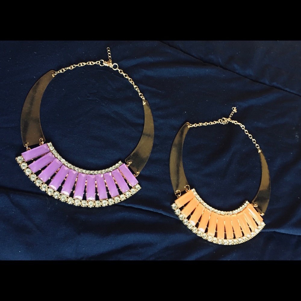 Orange/Purple statement necklaces OBO